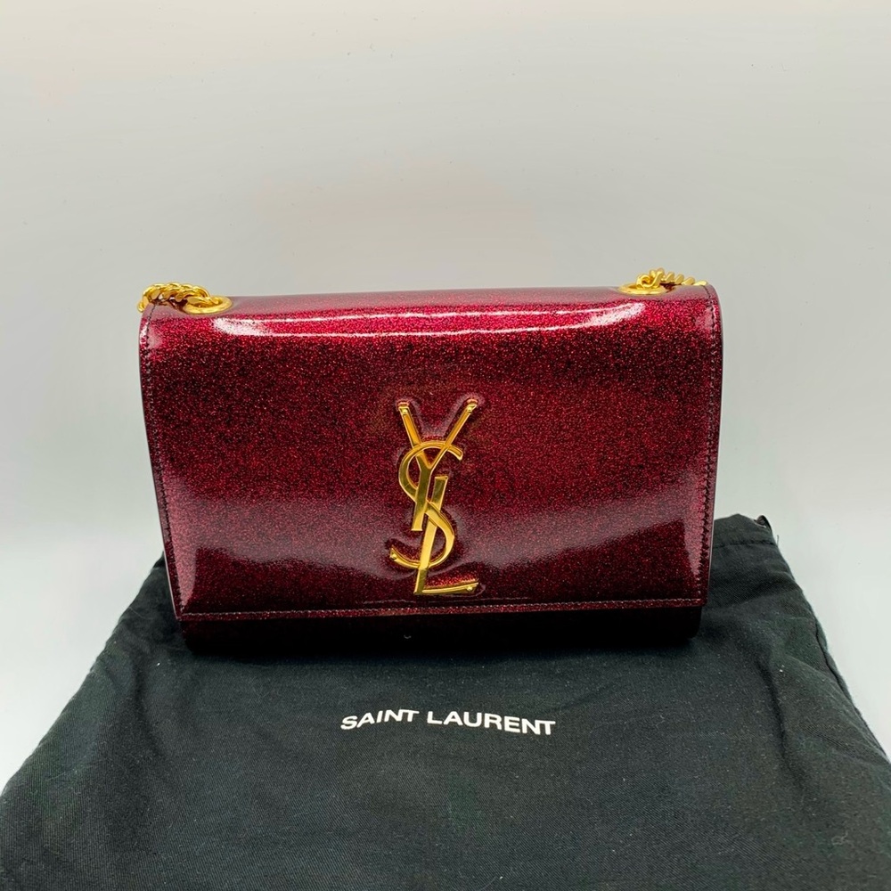 Saint Laurent Monogram Logo Kate Glitter Patent Leather
Crossbody Chain Bag - Picture 6 of 12